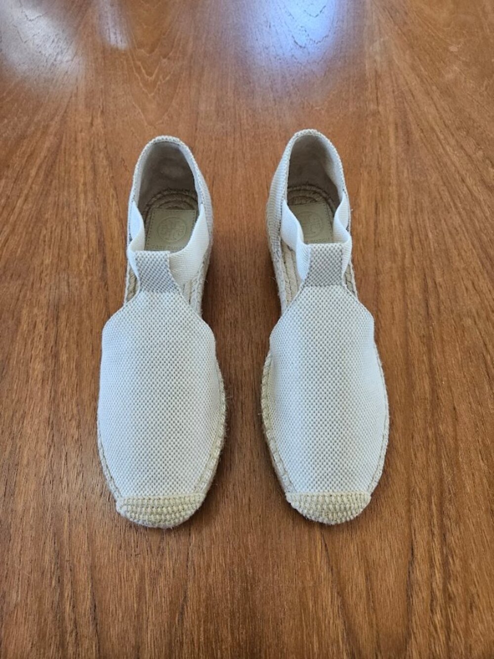 Tory Burch Catalina Espadrille Canvas Wedge Sandal Shoe Sand Natural Tan 8.5 - Picture 3 of 11